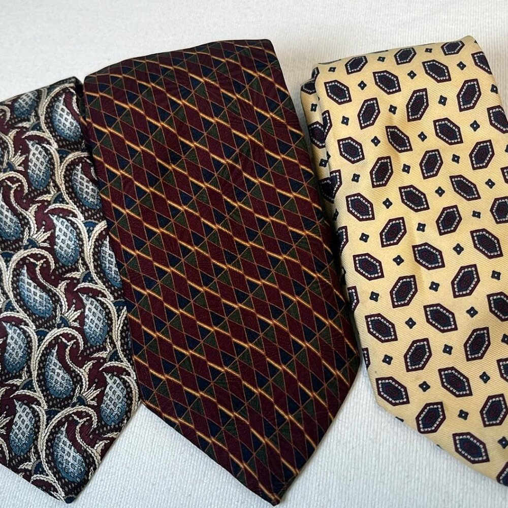 Men's Necktie Set of 3 100% Silk Business Dinner Date MobBoss CEO Hipster